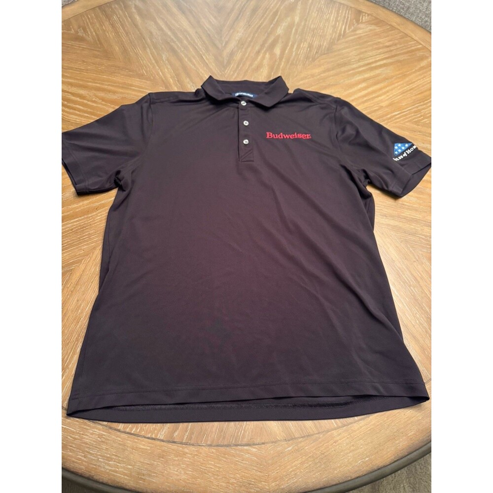 Cutter & Buck Budweiser Beer Polo Shirt Men's Size M - SS Folds Of Honor Black